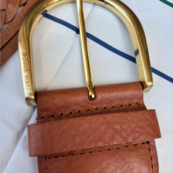MICHAEL KORS Women’s Brown Braided Brown Leather Belt Gold Buckle Sz S - 34-35" - Picture 4 of 7